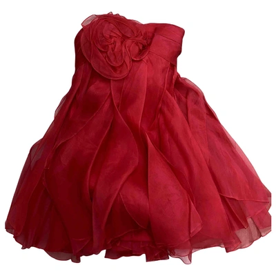 Pre-owned Marchesa Notte Silk Mini Dress In Red