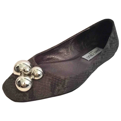 Pre-owned Jimmy Choo Leather Ballet Flats In Grey