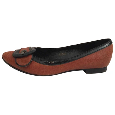 Pre-owned Fendi Leather Ballet Flats In Camel