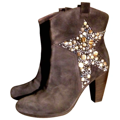 Pre-owned Janet & Janet Western Boots In Grey