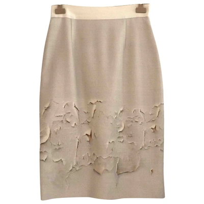 Pre-owned Giambattista Valli Silk Mid-length Skirt In Beige