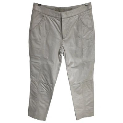 Pre-owned Drome Leather Trousers In White