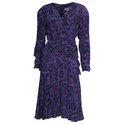 Pre-owned Lanvin Silk Mid-length Dress In Purple