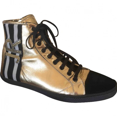 Pre-owned John Richmond Leather Trainers In Gold