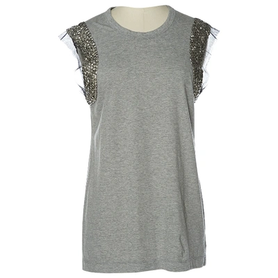 Pre-owned Vera Wang Grey Cotton Top