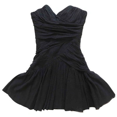 Pre-owned Tara Jarmon Silk Mini Dress In Black