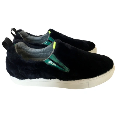 Pre-owned Msgm Trainers In Navy