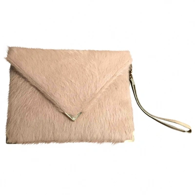 Pre-owned Annie P Wool Clutch Bag In Camel