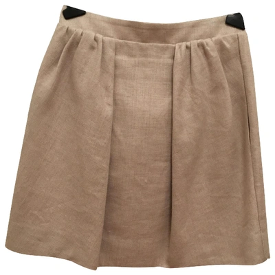 Pre-owned Carven Linen Mid-length Skirt In Beige