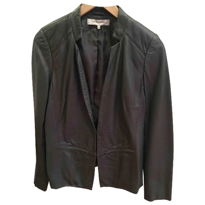 Pre-owned Gerard Darel Leather Biker Jacket In Grey