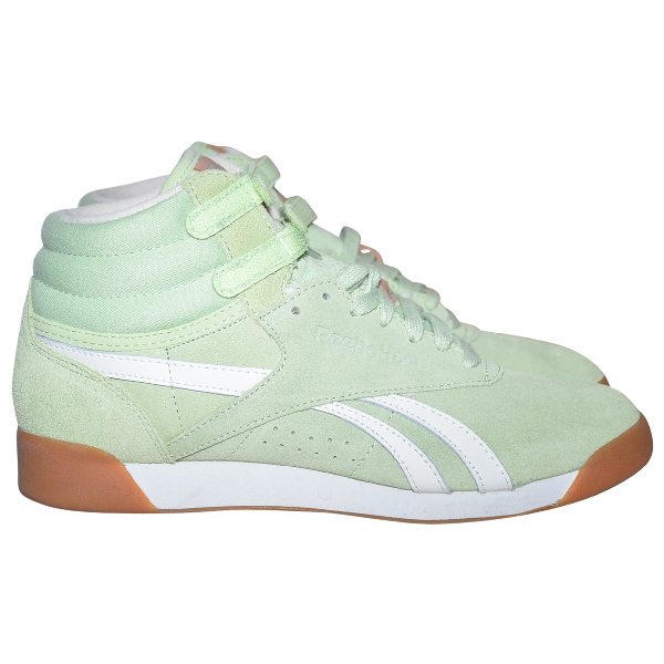 Preowned Reebok Green Suede Trainers ModeSens