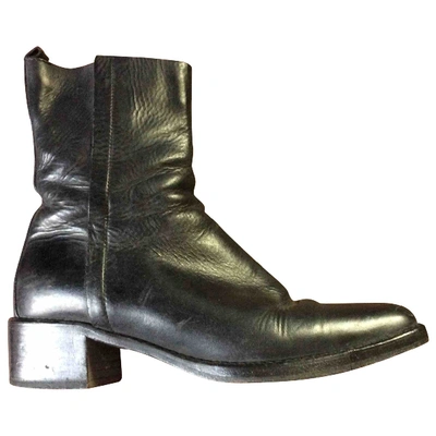 Pre-owned Costume National Leather Ankle Boots In Black