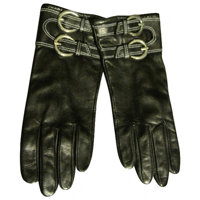 Pre-owned Etienne Aigner Leather Gloves In Black