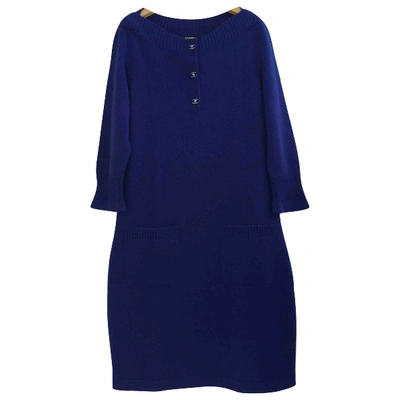 Pre-owned Chanel Cashmere Mini Dress In Blue