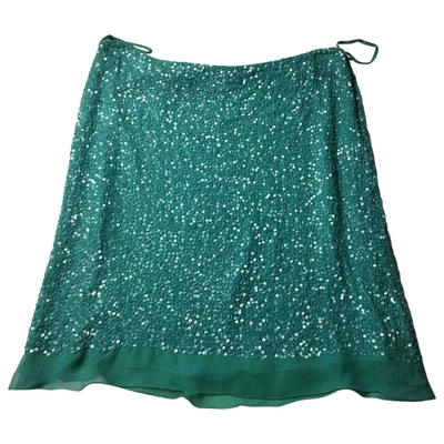 Pre-owned P.a.r.o.s.h Silk Mini Skirt In Turquoise