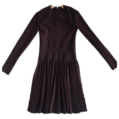 Pre-owned Alaïa Wool Mid-length Dress In Burgundy