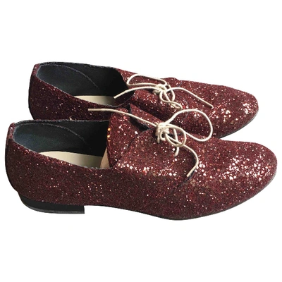 Pre-owned Anniel Glitter Lace Ups In Burgundy