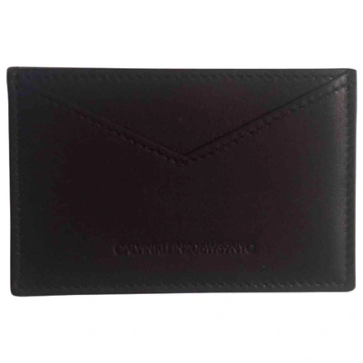 Pre-owned Calvin Klein 205w39nyc Leather Card Wallet In Black