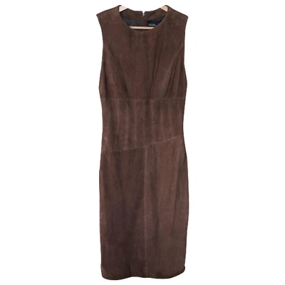 Pre-owned Tommy Hilfiger Leather Mid-length Dress In Brown