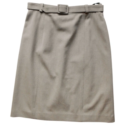 Pre-owned Chanel Wool Mid-length Skirt In Beige