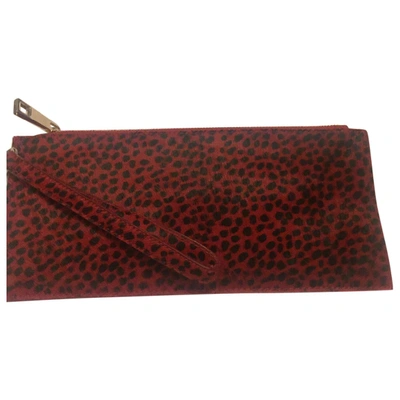 Pre-owned French Connection Pony-style Calfskin Clutch Bag In Red