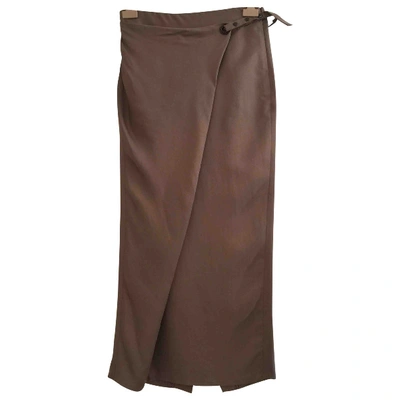 Pre-owned Brunello Cucinelli Silk Maxi Skirt In Brown