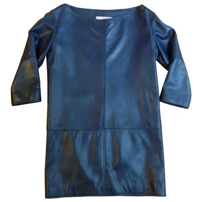 Pre-owned Emma Cook Leather Mini Dress In Navy
