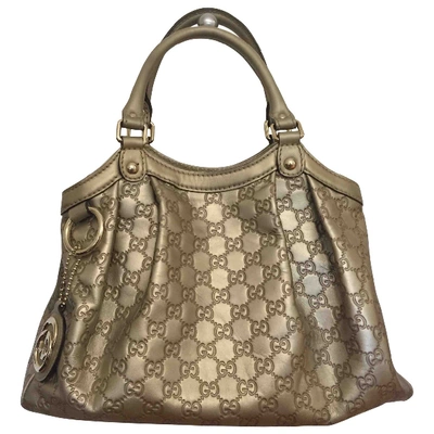 Pre-owned Gucci Leather Handbag In Gold