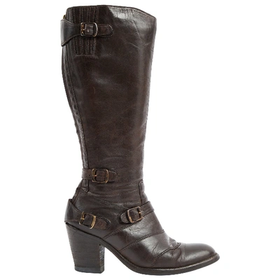 Pre-owned Belstaff Leather Riding Boots In Brown