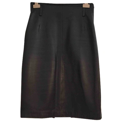 Pre-owned Moschino Leather Mid-length Skirt In Black