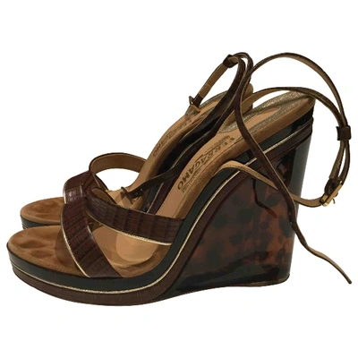 Pre-owned Ferragamo Leather Sandals In Brown