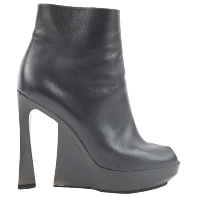 Pre-owned Jil Sander Leather Heels In Anthracite