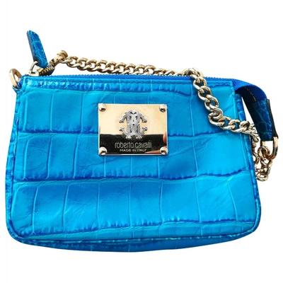 Pre-owned Roberto Cavalli Leather Clutch Bag In Turquoise