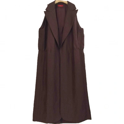 Pre-owned Brioni Silk Mid-length Dress In Burgundy