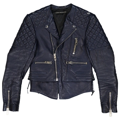 Pre-owned Balenciaga Leather Jacket In Navy