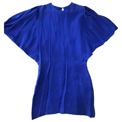 Pre-owned Opening Ceremony Silk Mini Dress In Blue