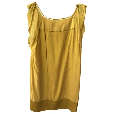 Pre-owned Diane Von Furstenberg Silk Mini Dress In Yellow