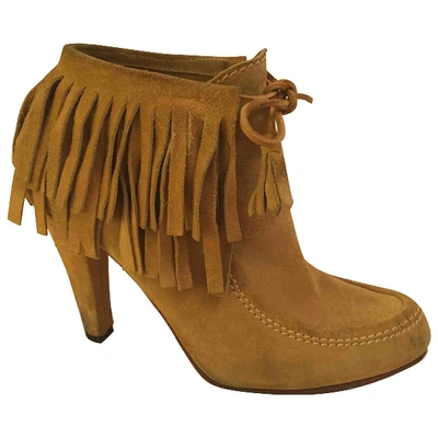 Pre-owned Gucci Mocassin Boots In Yellow
