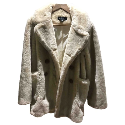 Pre-owned Claudie Pierlot Faux Fur Coat In Beige
