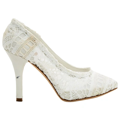 Pre-owned Dolce & Gabbana Cloth Heels In White