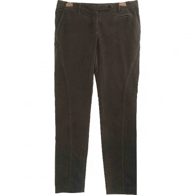 Pre-owned Brunello Cucinelli Velvet Slim Pants In Khaki