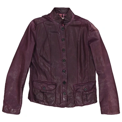 Pre-owned Burberry Leather Biker Jacket In Purple