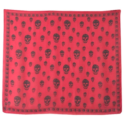 Pre-owned Alexander Mcqueen Silk Scarf In Red