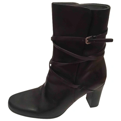 Pre-owned Jil Sander Leather Ankle Boots In Black