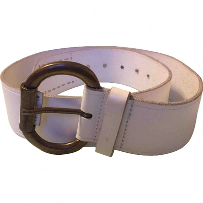 Pre-owned Marella Leather Belt In White