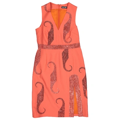 Pre-owned Holly Fulton Wool Mid-length Dress In Orange