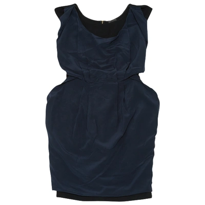 Pre-owned Fendi Silk Mid-length Dress In Navy