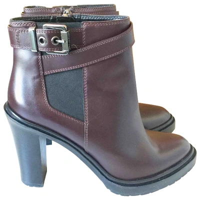 Pre-owned Sergio Rossi Leather Ankle Boots In Purple