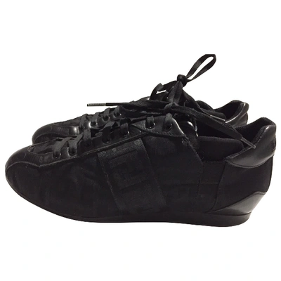 Pre-owned Fendi Leather Trainers In Black