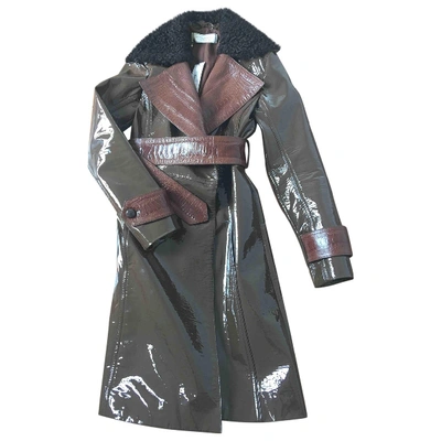 Pre-owned Nina Ricci Leather Coat In Brown